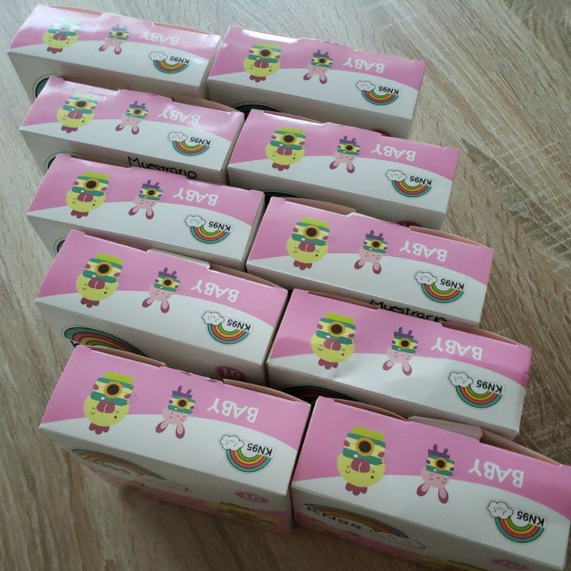 10 cajas cubrebocas KN95 infantil colores