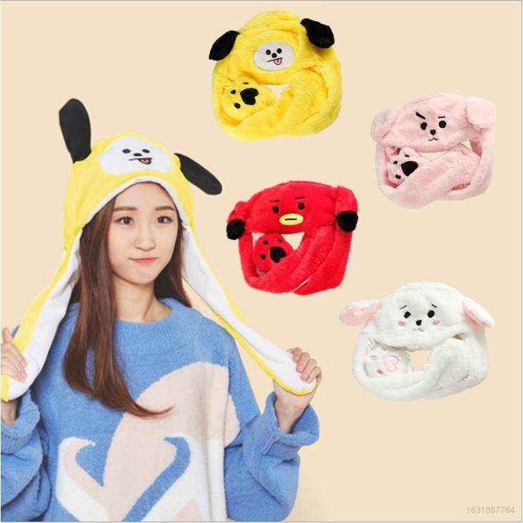 tik tok kpop bts bt21 cartón moda movimiento sombrero orejas de conejo  felpa dulce lindo airbag gorra de peluche juguetes regalos para niños niña  foto pro recomendación caliente recomendación caliente | Shopee
