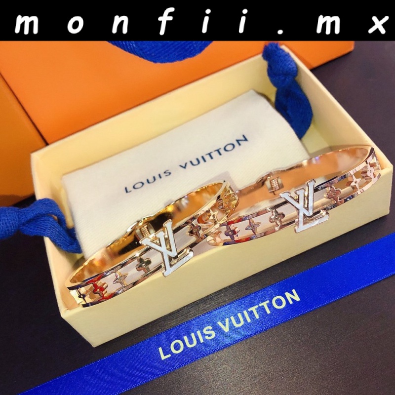 Casual Louis Vuitton Pulsera Delicada Brazalete Hueco LV Monogram Letra  Logo Pulseras De Acero De Titanio