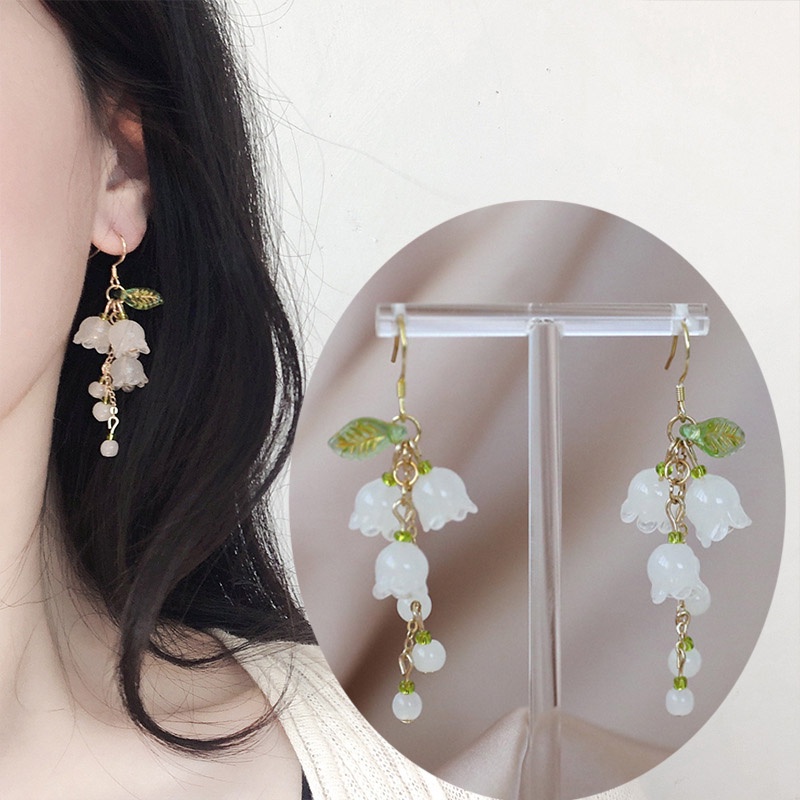 Dulce Temperamento Blanco Lirio Del Valle Flores Suave Elegante Pendientes  | Shopee México