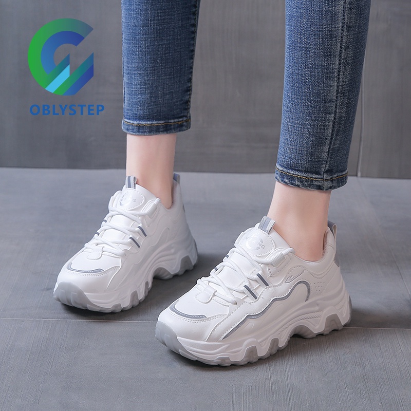 OBLYSTEP 2022 Zapatillas De Deporte De Estilo Coreano Para Zapatos Deportivos Informales Con Plataforma Que Combinan Con Todo Aumento De Altura Tenis Femeninos | Shopee México
