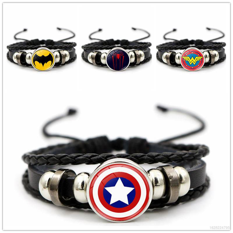 marvel superhero capitán américa batman spiderman ironman superman pulsera  de cuero de gema | Shopee México