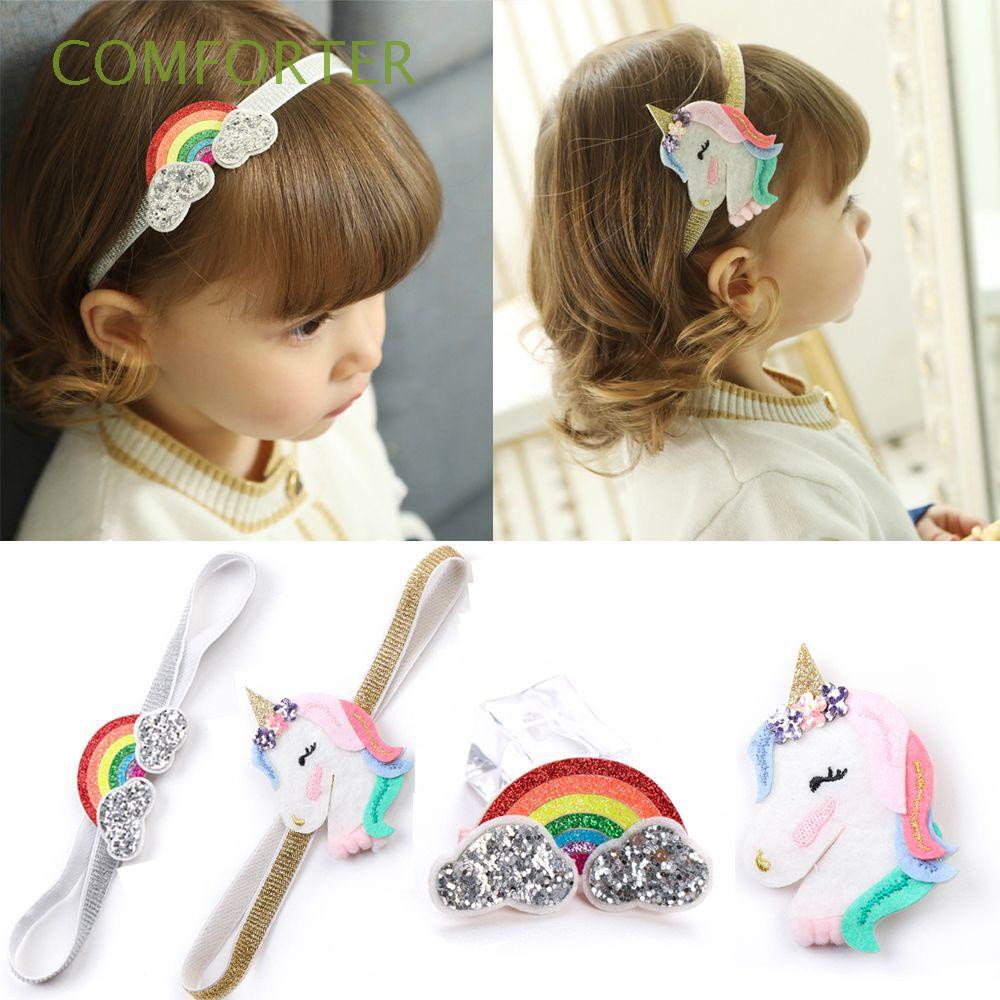 Edredon De Moda Bebe Unicornio Diadema Lindo Brillante Arco Iris Horquilla Decoracion De Fiesta Colorido De Dibujos Animados Ninas Escamas Nubes Headwear Shopee Mexico