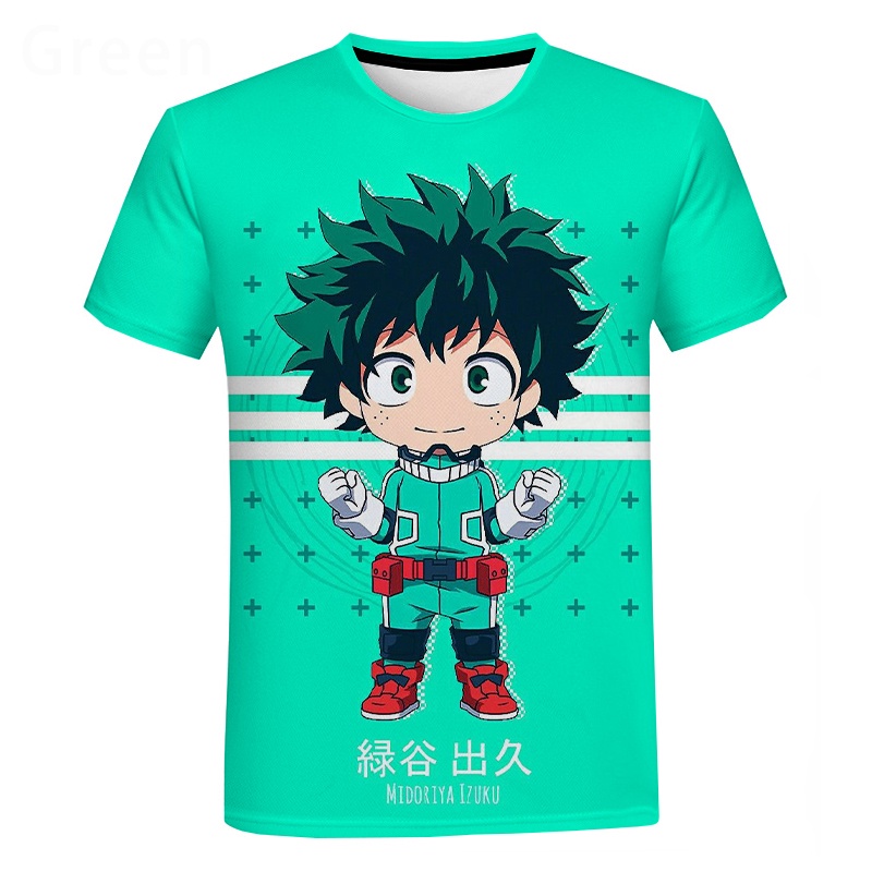 EDMKO Impresión 3D My Hero Academia Gráficos De Anime Camiseta De Manga Corta Verano Casual Cuello Redondo T-Shirts Anime Fans Disfraces De Cosplay Tops Personalidad Creativa De Moda Street Style 