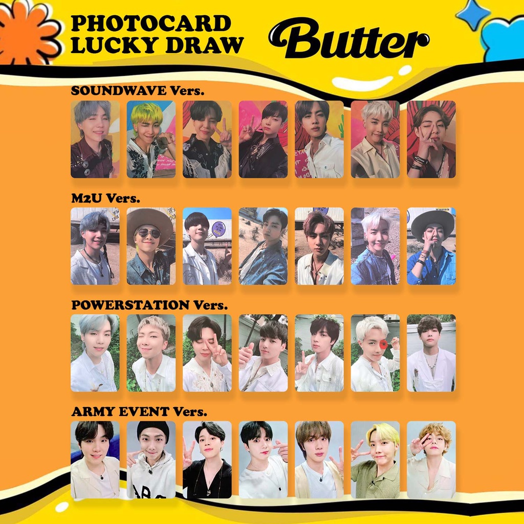 Photocard BTS Butter Lucky Draw Butterful Premium no oficial Jhope Jin  Jungkook Jimin RM Suga V | Shopee México