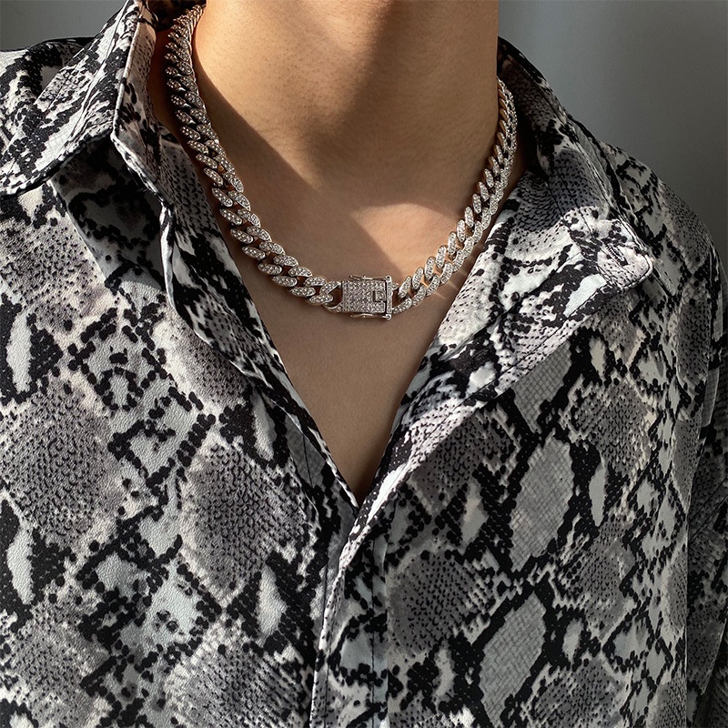 Hip hop 12.5 mm Miami Curb cadena cubana collar cubano joyería rapero ...