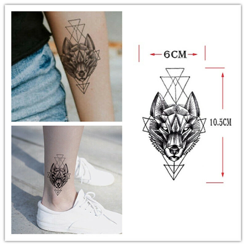 Calcomanías De tatuaje temporal/impermeables/cabeza De Lobo/Tatto Falsa  geométrica | Shopee México