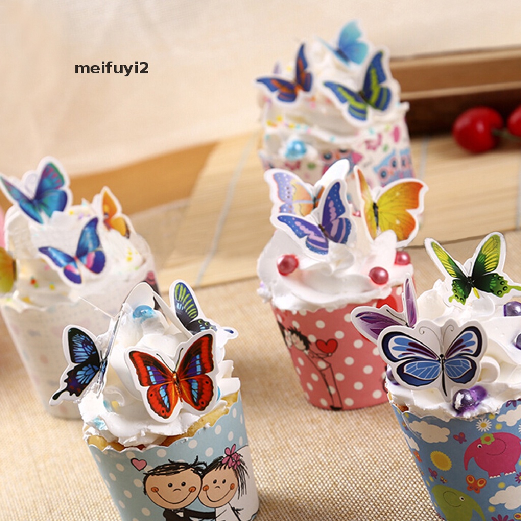 para Cumpleaños Baby Shower Boda fiesta de cumpleaños 100 Piezas obleas comestibles de papel de arroz con diseño de mariposas para decoración de pasteles Comestibles de flores para tartas de boda 