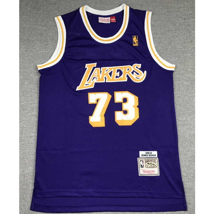 Retro Los Angeles Lakers #73 Dennis Rodman Camiseta Jersey Baloncesto Amarillo 