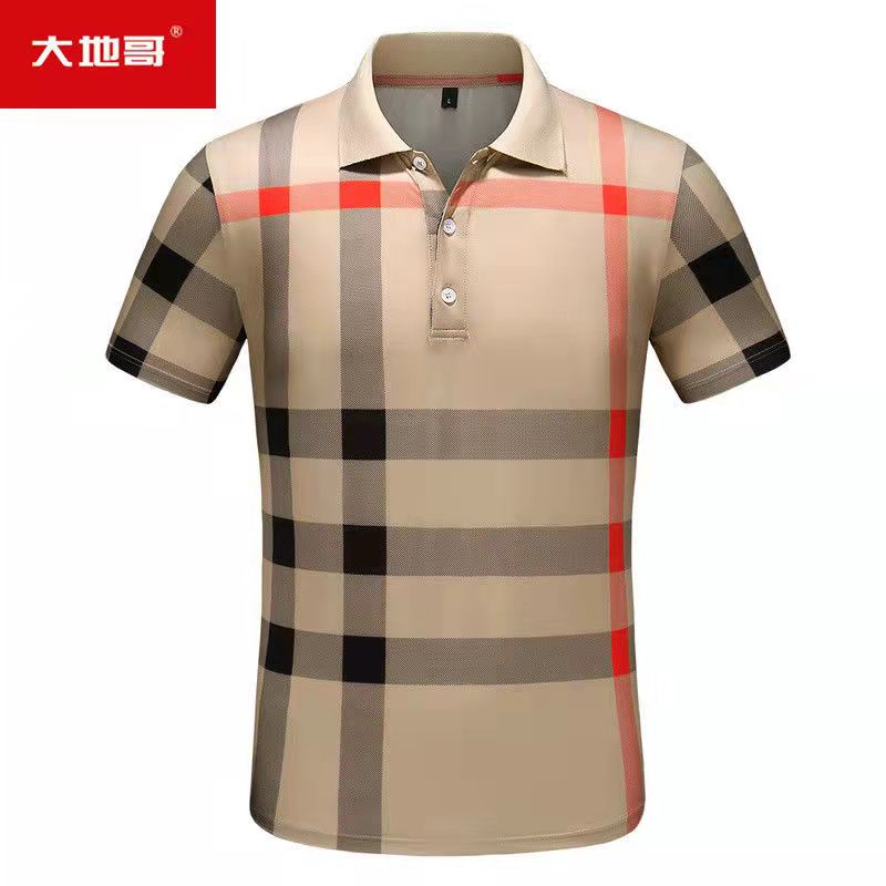 Burberry Auténtico POLO De Manga Corta Con Estampado A Cuadros Para Hombres Camisa De Verano Medio Paul