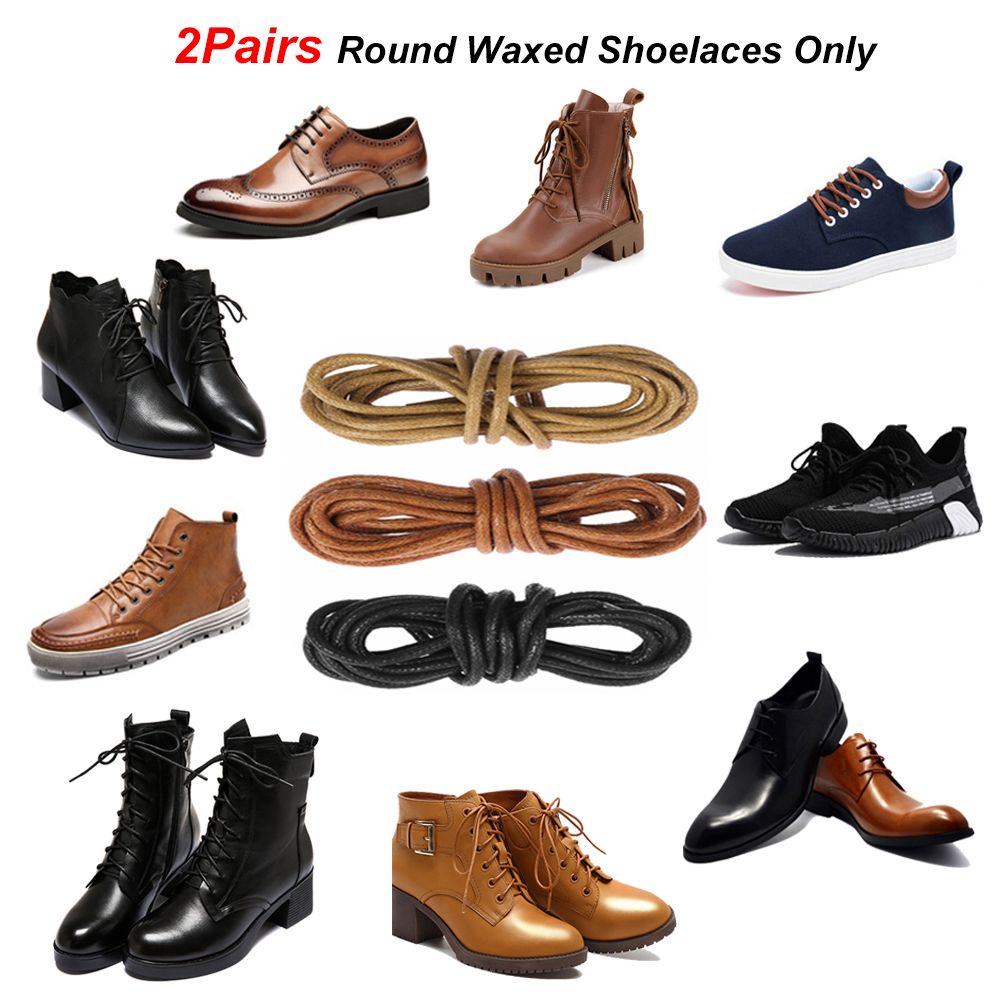 Ronda encerado cordones de zapatos de vestir redonda cordones de zapato calza botas de cuero 