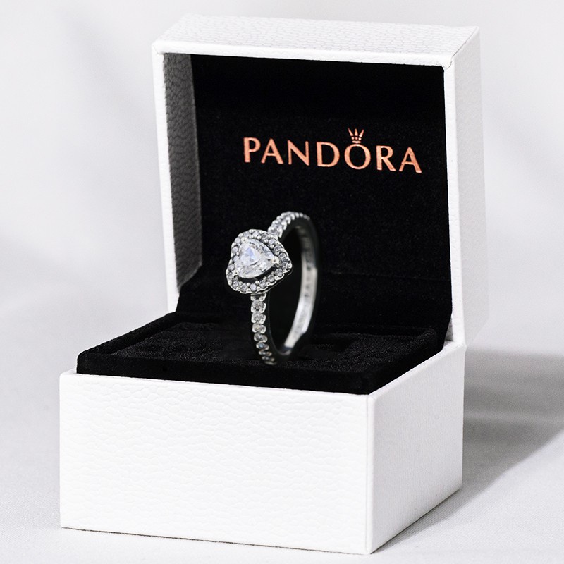 Anillo Pandora con caja promesa nupcial boda 925 cristal amor corazón anillo de compromiso circonita cúbica anillo de diamantes | Shopee México