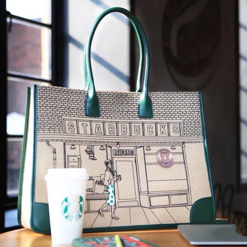 * bolso Coreano * Starbucks 2021 Colección Limitada 50 Aniversario Retro Lino Letra Tienda Lona Gran Capacidad De Un Hombro