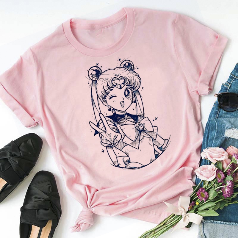 Kawaii Sailor Moon Anime Camiseta Hombre Blanco vintage Pareja Ropa grunge  graphic tees Mujeres tumblr | Shopee México