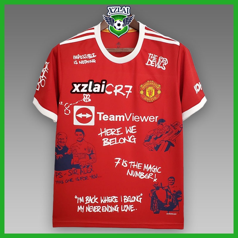 conjunto de camiseta de fútbol con calcetines Camiseta de fútbol roja 2022 para niños y adultos conjunto de camiseta de fútbol para niños Size:5XS,Color:B estadio local n ° 7 Cristiano Ronaldo 