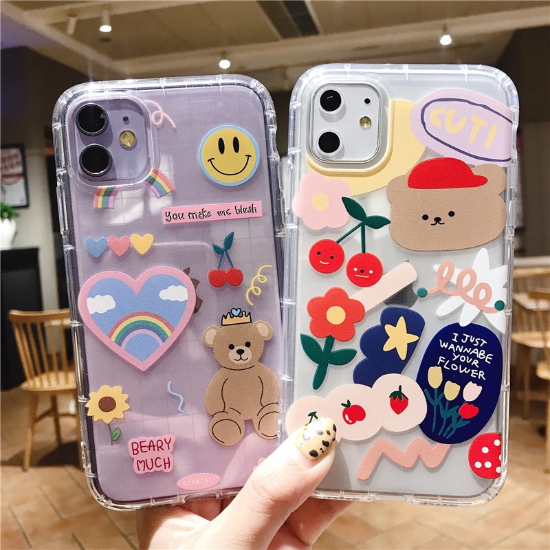 Funda Transparente Apple iphone 11 Pro X XS Max XR 5S SE 6 6S 7 8 plus 2020  Suave TPU Cubierta Trasera De Oso De Dibujos Animados Fundas Para Teléfono  | Shopee México