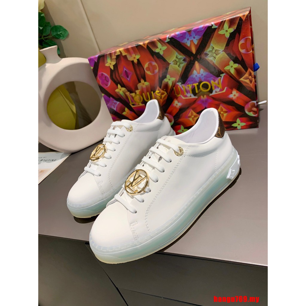 AA 100 % Original ✔ Moda Nuevo Louis Vuitton LV Time Out Zapatillas De  Deporte Para Mujer Zapatos De Cordones Blanco Monogram Cuero