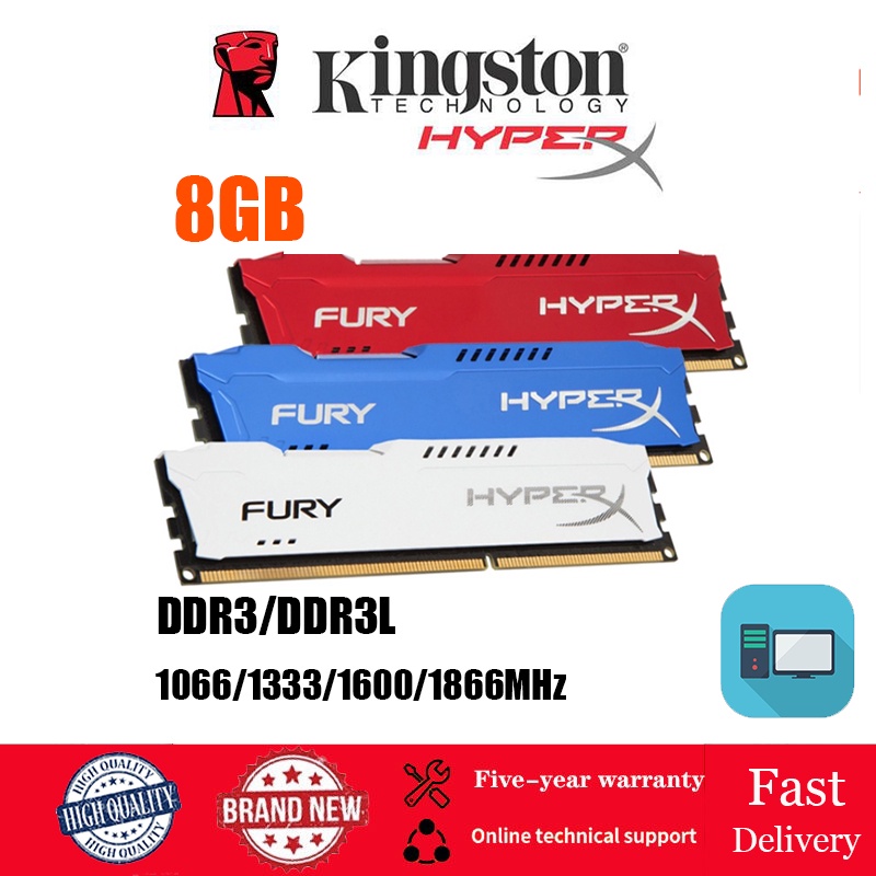 [En STOCK] Memoria RAM Kingston Hyperx De 8 Gb De Escritorio DDR3/DDR3L DIMM 1066/1333/1666/1866MHz 240Pin 1.35V/1.5V PC3-8500 10600 12800 14900 Para PC