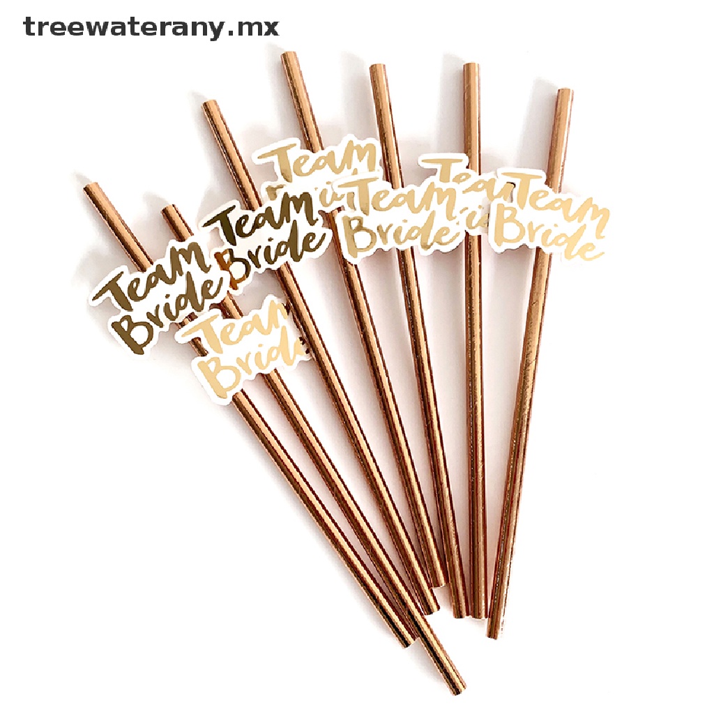 【treewaterany】 10pcs/bag Bride To Be Rose Gold Straw Team Bride Wedding Drinking Hen Party .