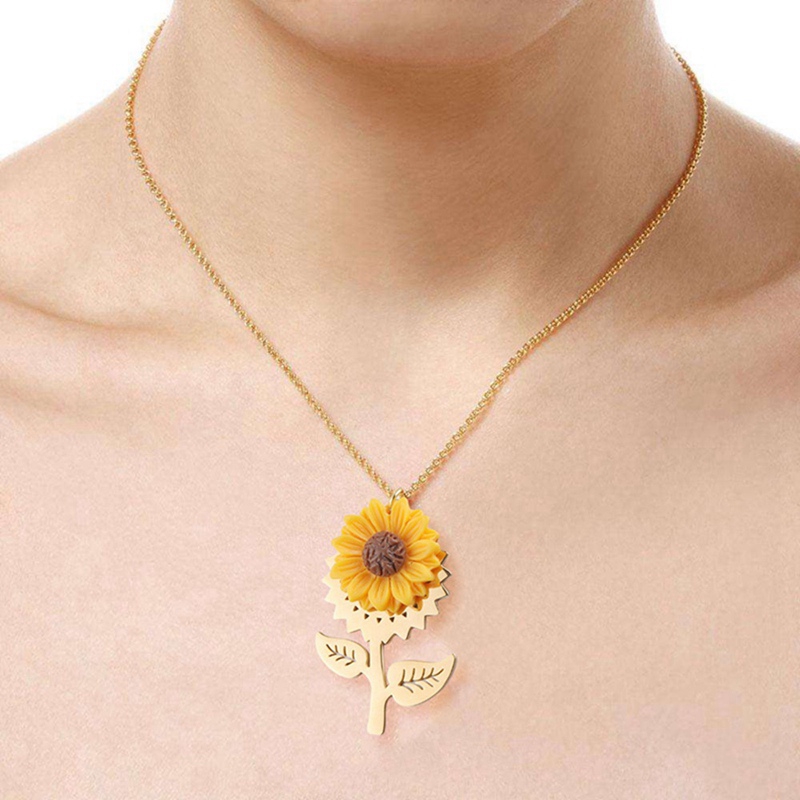 Nuevo collar de rama de girasol de oro rosa con dije de ramita chapada en  oro | Shopee México
