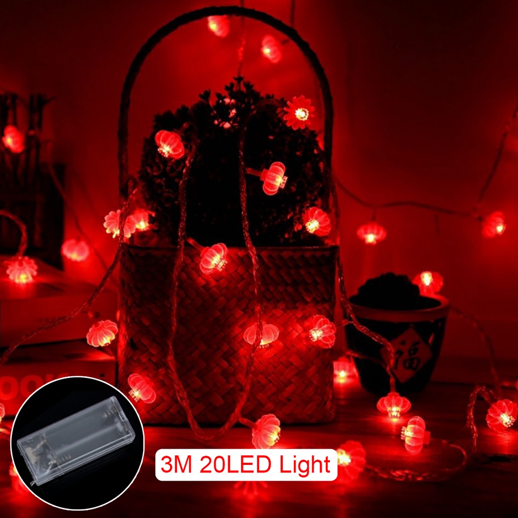 Luces de cadena de linterna con pilas de 118 pulgadas y 30 LED para el Año Nuevo Chino Festival de primavera Fiesta en casa Celebración Decoración Accesorios 