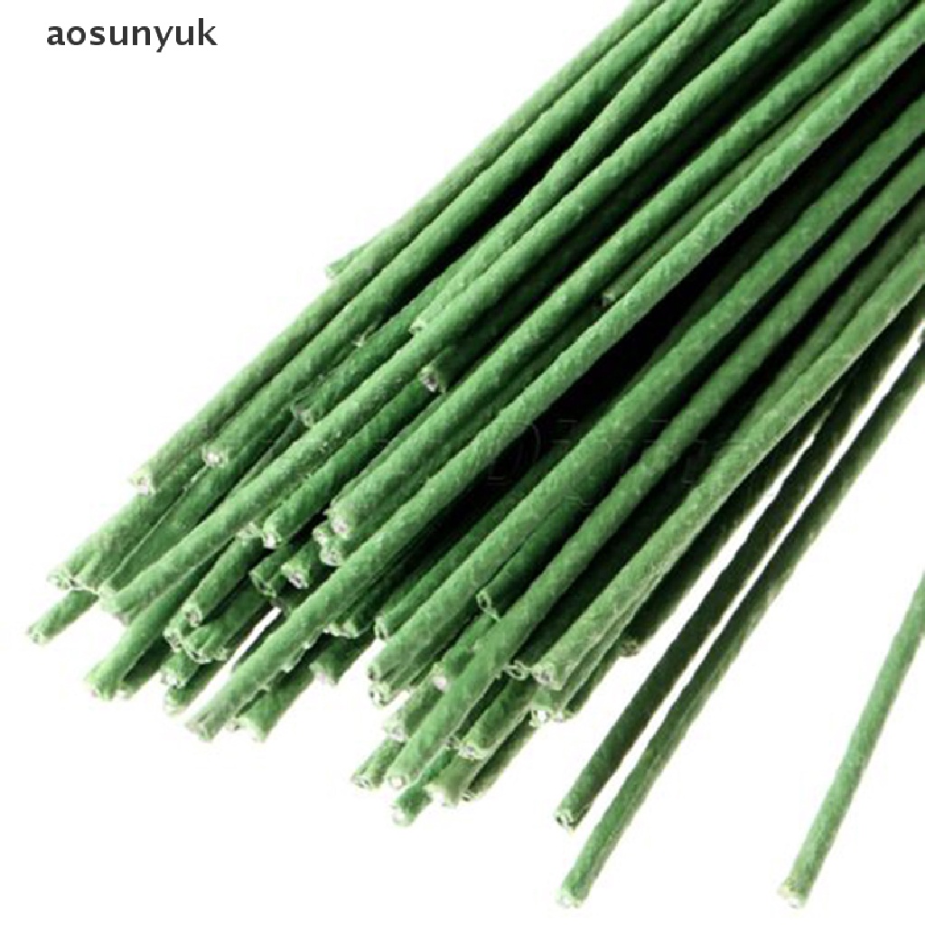 Varilla de plástico verde alambre de hierro artificial flor Stub tallos Craft Decoración 100Pcs 