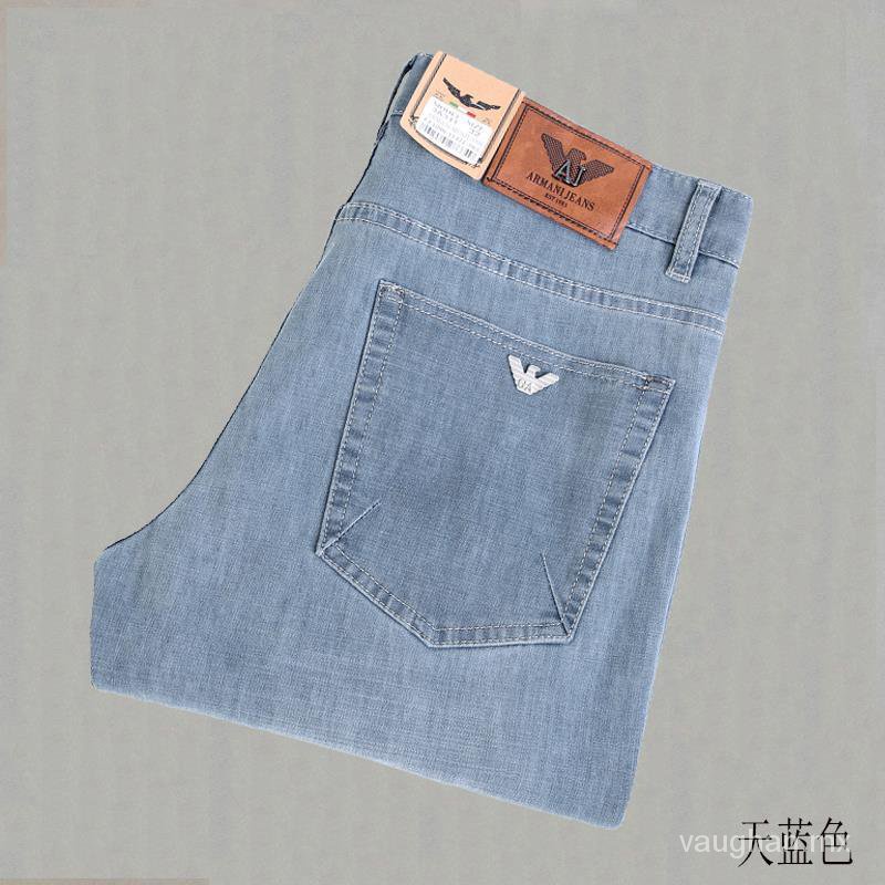 armani hombres jeans verano nuevo algodón puro recto pantalones moda negocios tendencias de mediana edad ropa de hombre | Shopee México