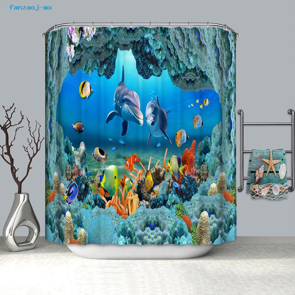 Fanzaoj Soft Ocean Bath Curtain Durable, Shower Curtains Fish Ocean Blue