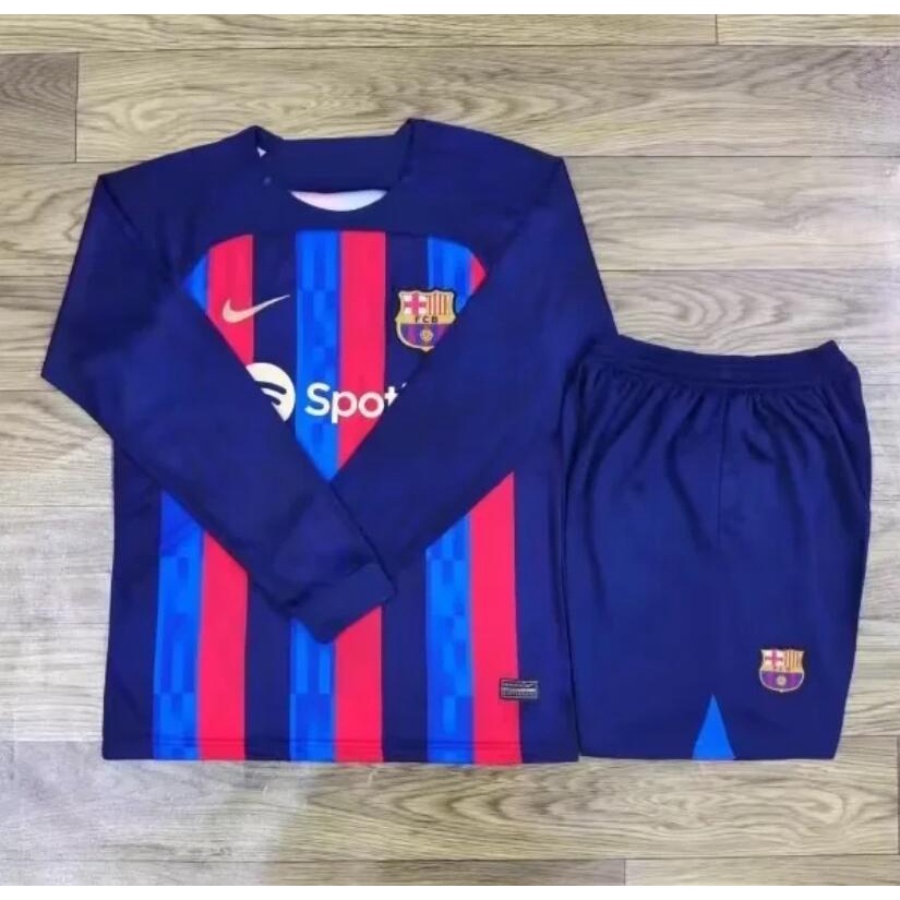 2022 Barcelona jersey Traje De Manga Larga top Y Pantalones Cortos De Fútbol Deportivos
