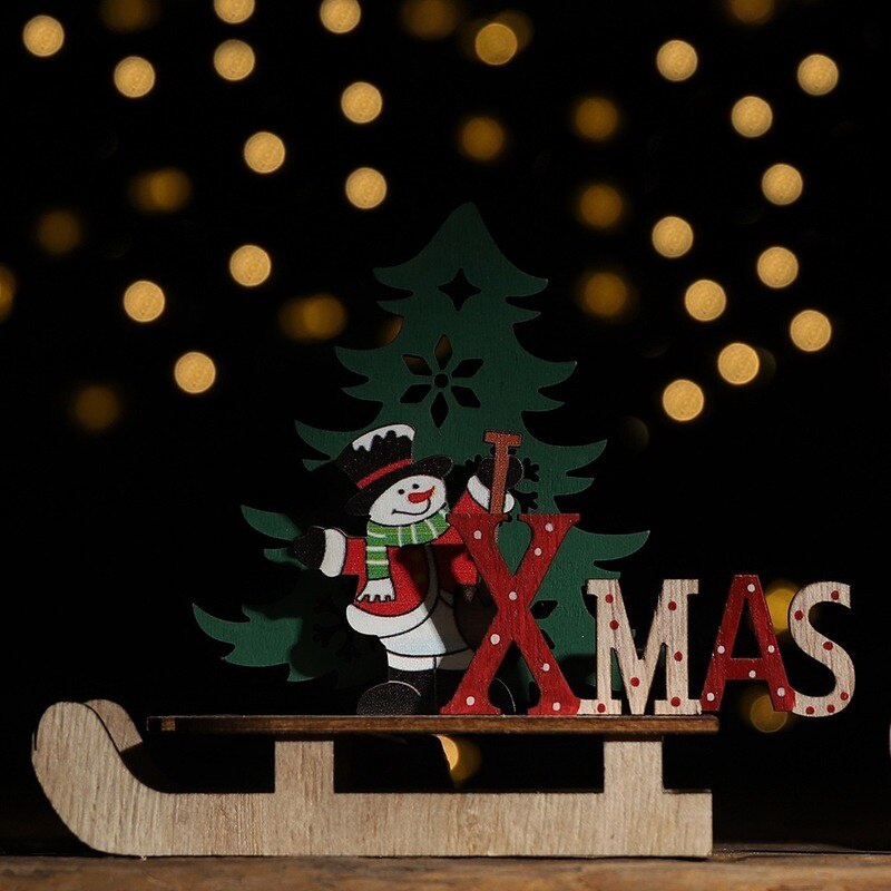 Iaywayii 2020 Año Nuevo Decoración de Santa muñeco de Nieve de Navidad Elk Trineo Adornos de Navidad para el hogar artesanía Regalos de Rompecabezas de Madera 