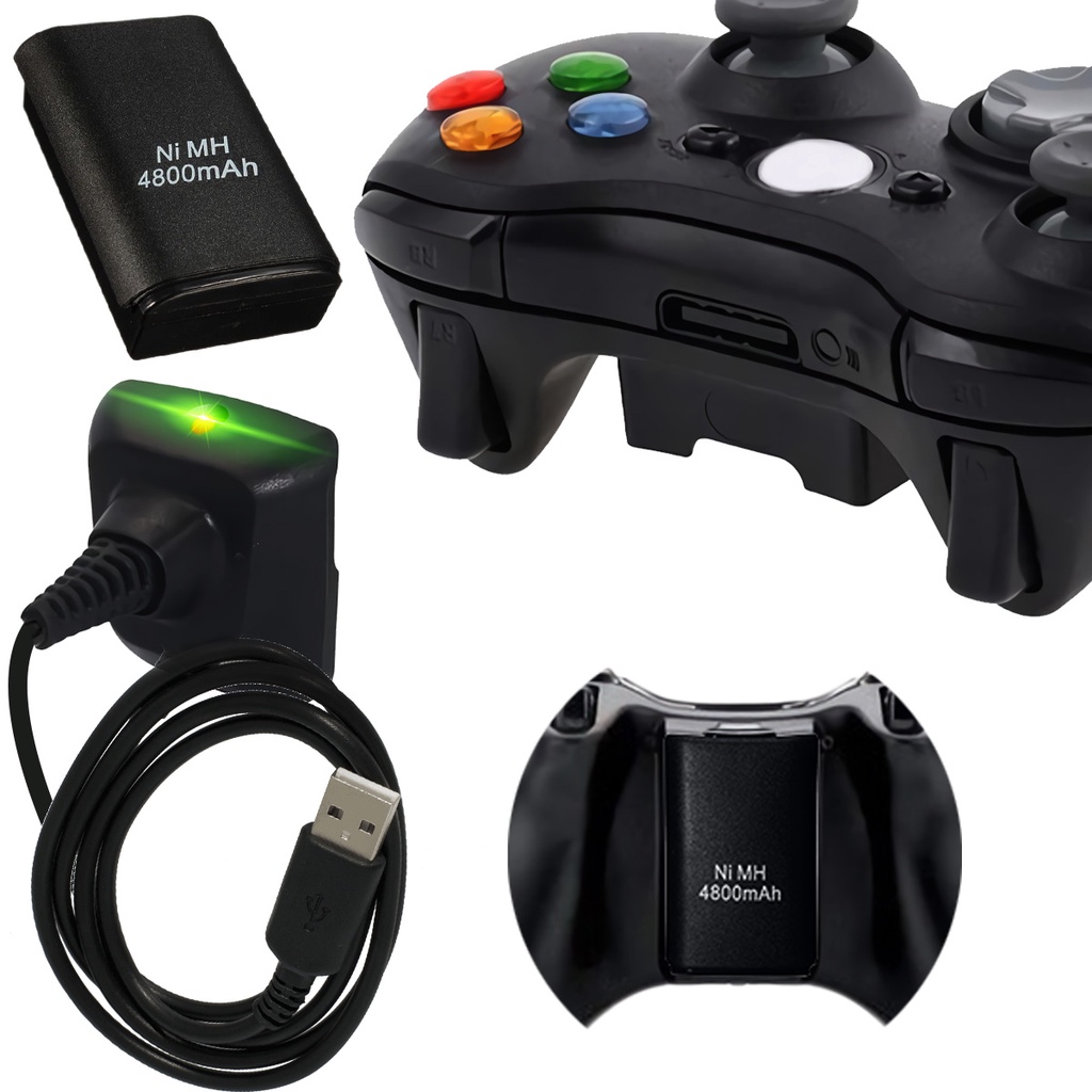Kit Carga Juega Cargador Bateria Cable Para Control ( Xbox 360