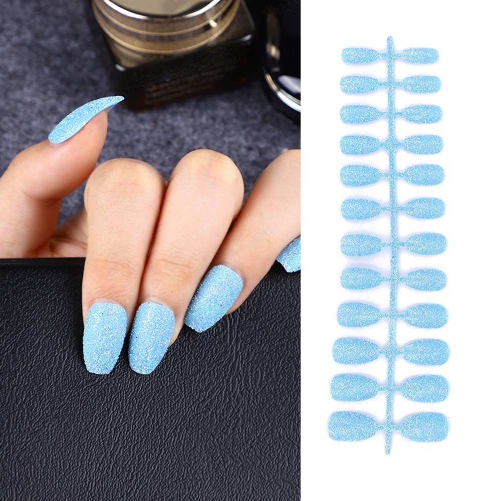 Chuanqi 24pcs Bag Detachable Glitter Coffin False Nails Ballerina Fake Nails Wearable Artificial Women Fashion Manicure Tool Full Cover Nail Tips Shopee Mexico