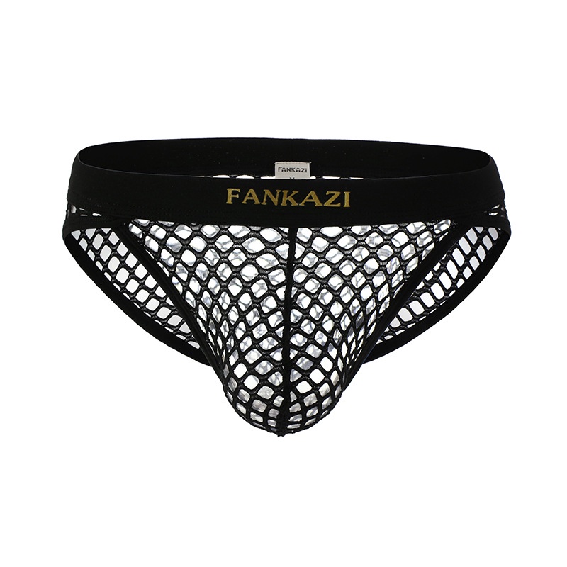 Bikini De Malla Para Hombre Ohyeah - Talle Bajo, Transparente, Elástico, Color Negro, Sexy