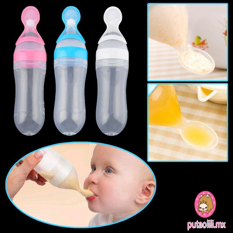 Putaolili Biberon De Silicona Para Bebe Con Cuchara Arroz Cereales 90 Ml Shopee Mexico