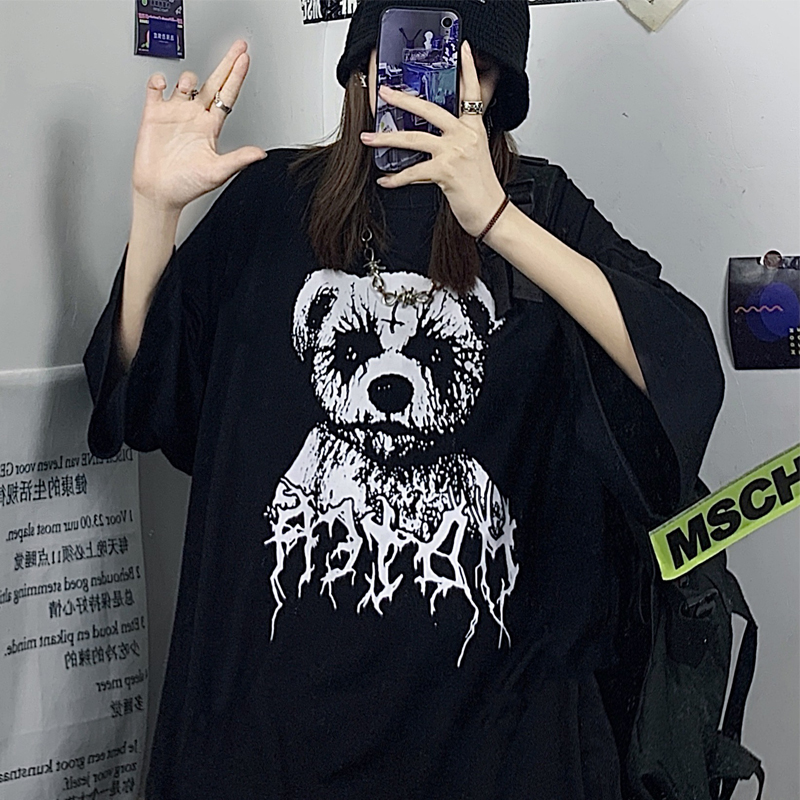 Summer Goth Female Tee Aesthetic Loose Women T Shirt Punk Dark Grunge Streetwear Ladies Gothic