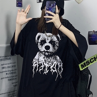 Summer Goth Female Tee Aesthetic Loose Women T-shirt Punk Dark Grunge ...