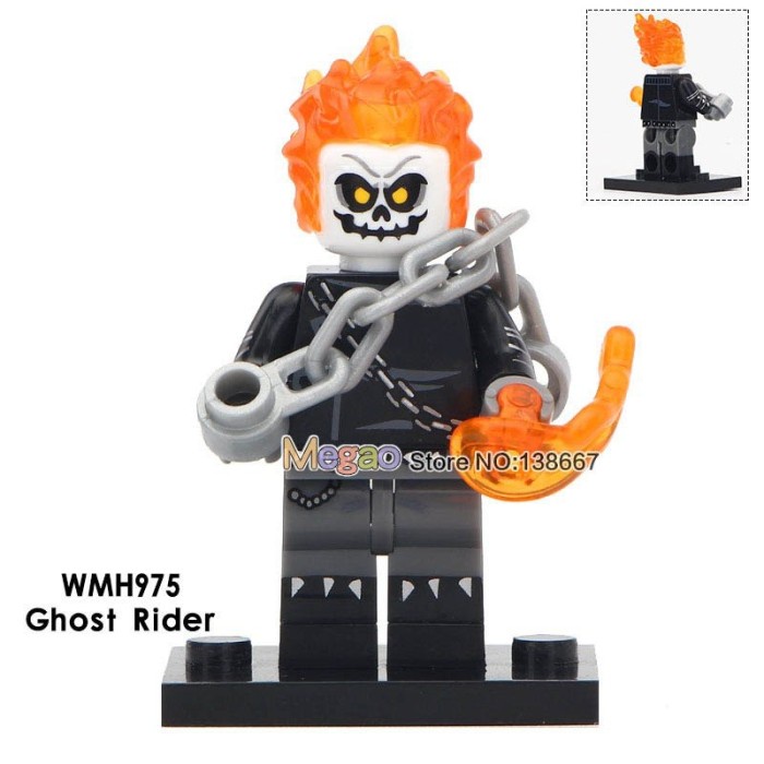 Lego Ghost Rider Marvel Spiderman Ironman Thor Hydroman Woody Luffy