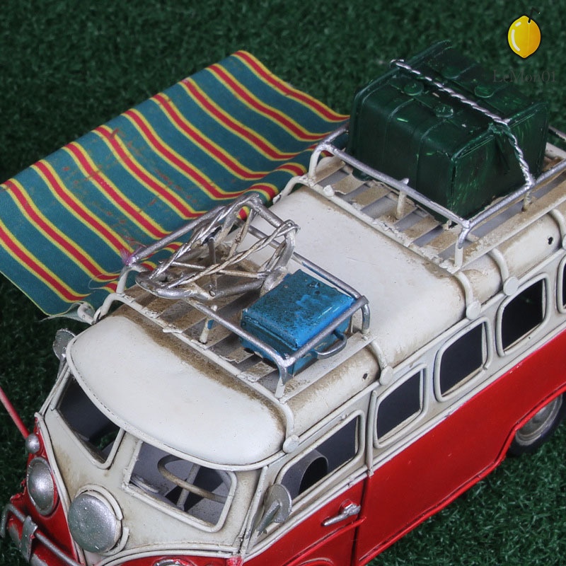 decoración de autobús de playa para el escritorio del hogar juguete de furgoneta vintage simulación de limusina WZDTNL Modelo de coche de autobús de metal 