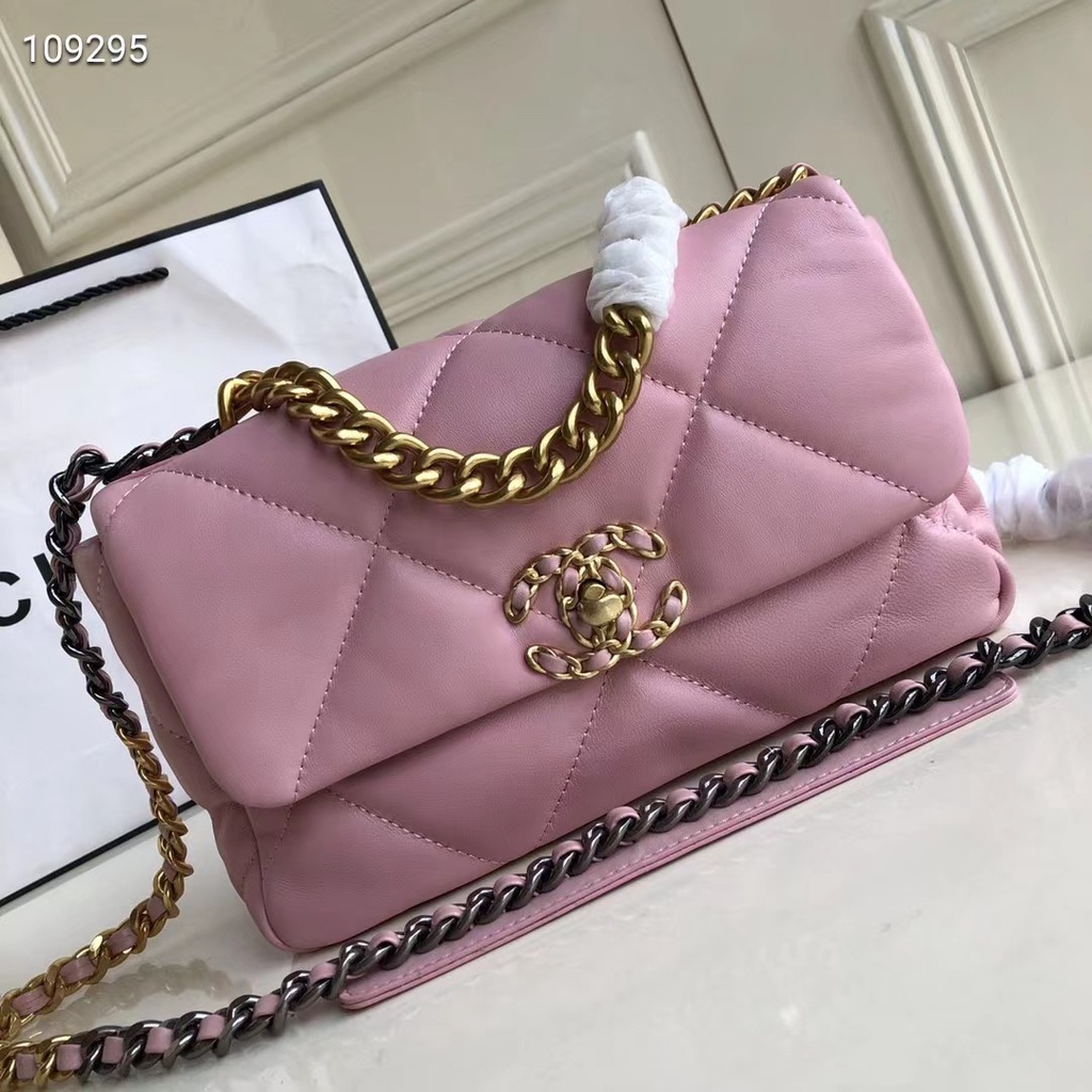 100 % Original Auténtico Chanel Clásico De Las Señoras Bolsa De Moda Rosa  Cuero Colorblock Hardware Cadena Un Hombro Mensajero | Shopee México