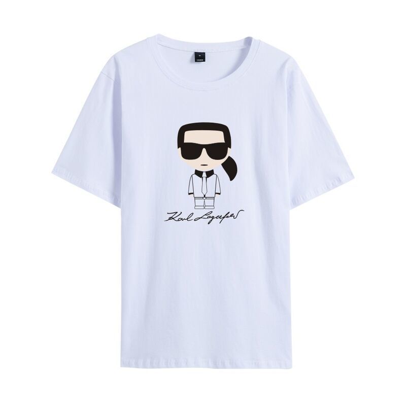 INSTO Camiseta Moda Karl-Lagerfeld Impresión Manga Corta tee Casual Suelto Camiseta Unisexo 