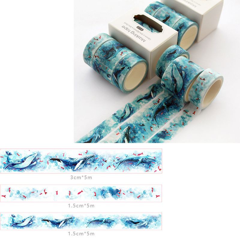 3 Piezas Ocean Washi Tape Set Cute Adhesive Tape DIY Decoration Sticker Scrapbooking Diary Masking Tape dongguan Washi Tape 