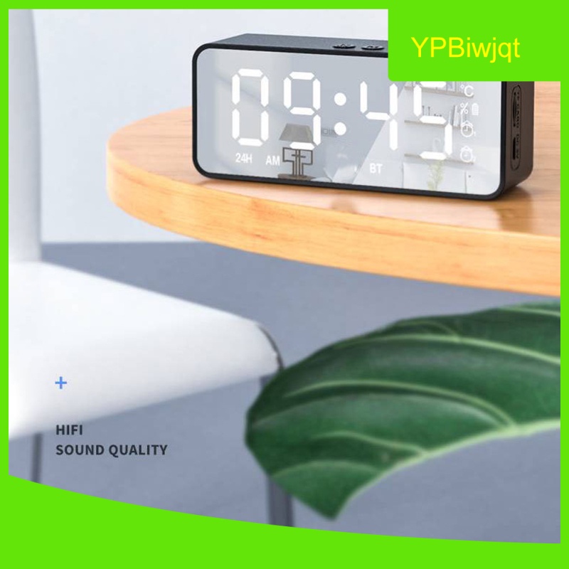 Bluetooth Alarm Digital Clock Mirrored, Radio Alarm Clock Battery Operated