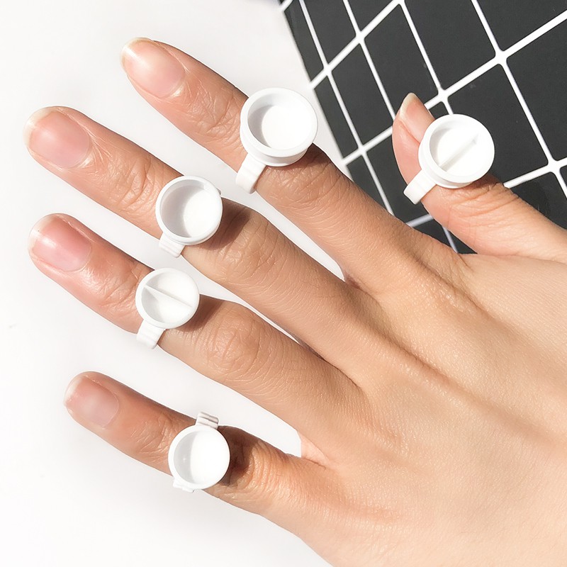 para manicura desechables 300unidades herramienta de belleza diseño de anillo de plástico tatuajes pigmentos extensiones de pestañas NATEE Soportes para pegamento de pestañas 
