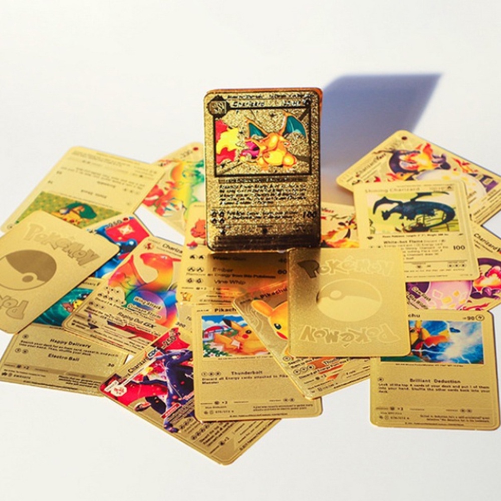 55 Piezas Españolas Pokemon Tarjetas Catas Dorada Plataada Negra Oro Tarjeta Caso Carta Juego Cartas Vmax Gx V De Juguete Colección