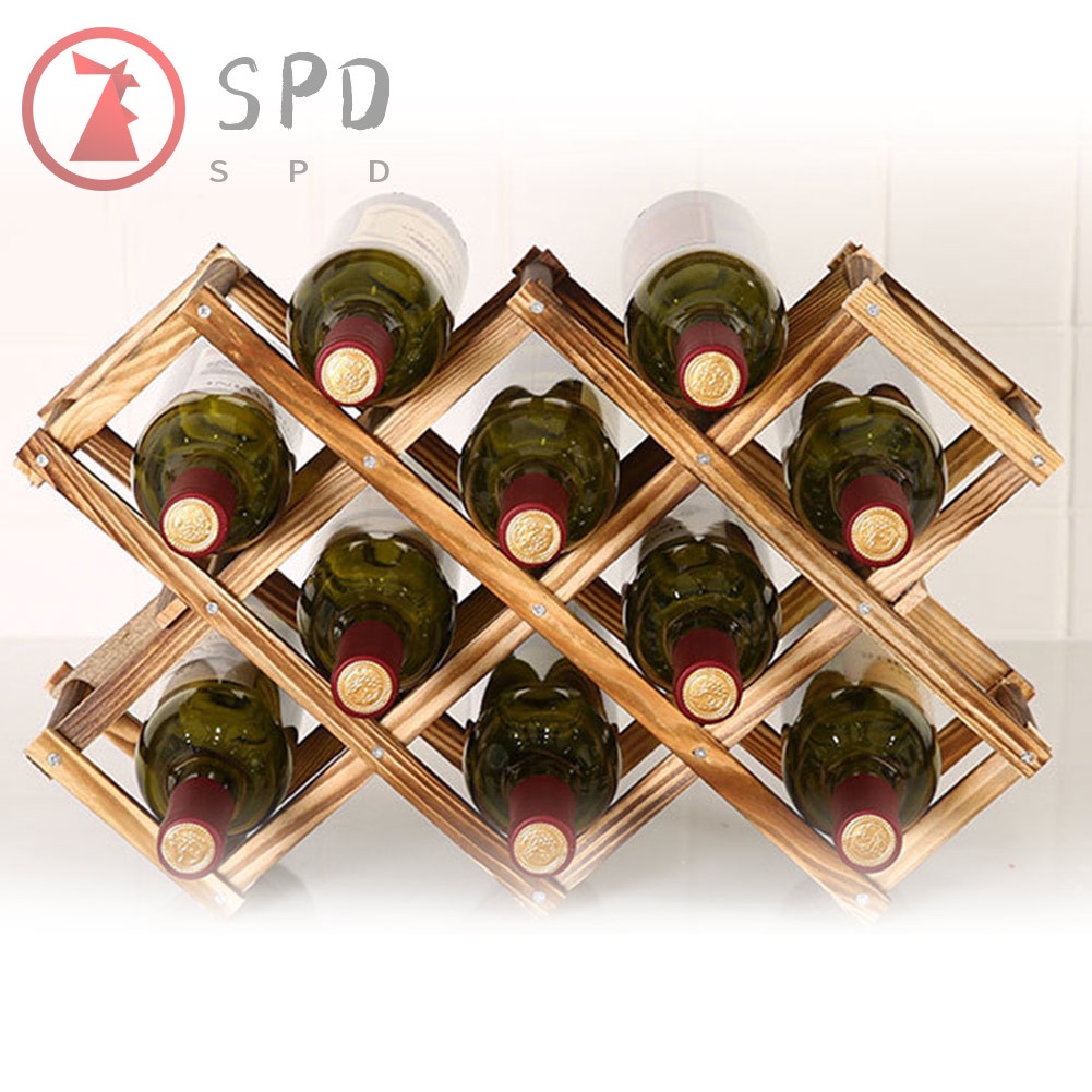Estantería de vino de madera plegable para 6 botellas más de 10 modalidades Albarino casillero de vino portabotellas de mesa ANTEVIA 