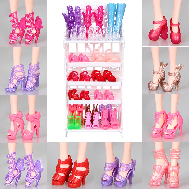 5 Pares Negro Rosa Muñeca Zapatos Accesorios Para Muñecas Barbie Juguetes Sandalia de tacón alto 