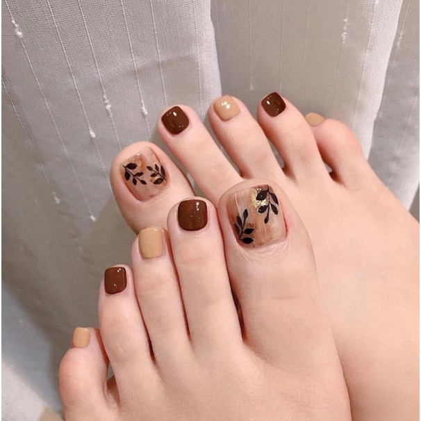 24 Piezas Uñas Postizas Para Pies Decoradas Con Pegamento | Shopee México