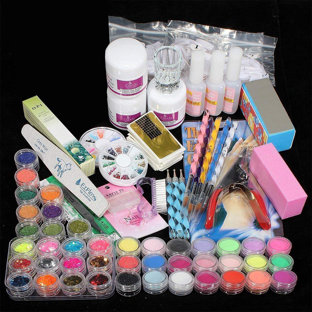 Kit profesional de arte de uñas acrílicas con polvo de purpurina DIY  herramientas de arte de uñas falsas herramientas de práctica de uñas |  Shopee México