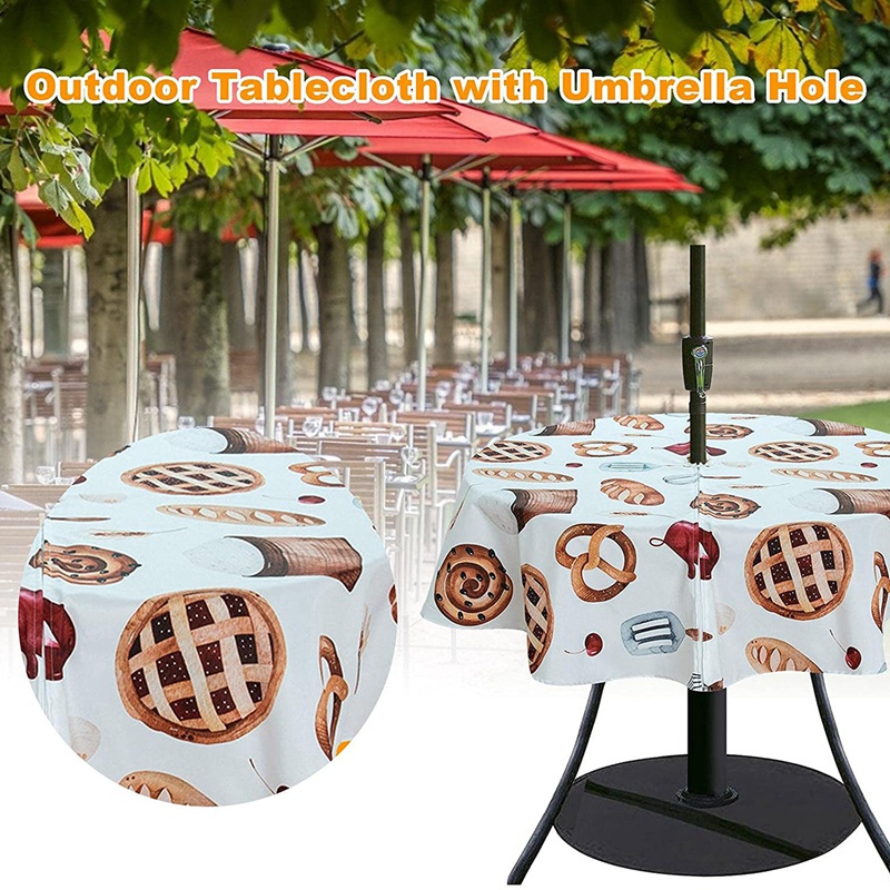 Umbrella Hole Tablecloth For Outdoor, Tablecloth For Patio Table With Umbrella Hole