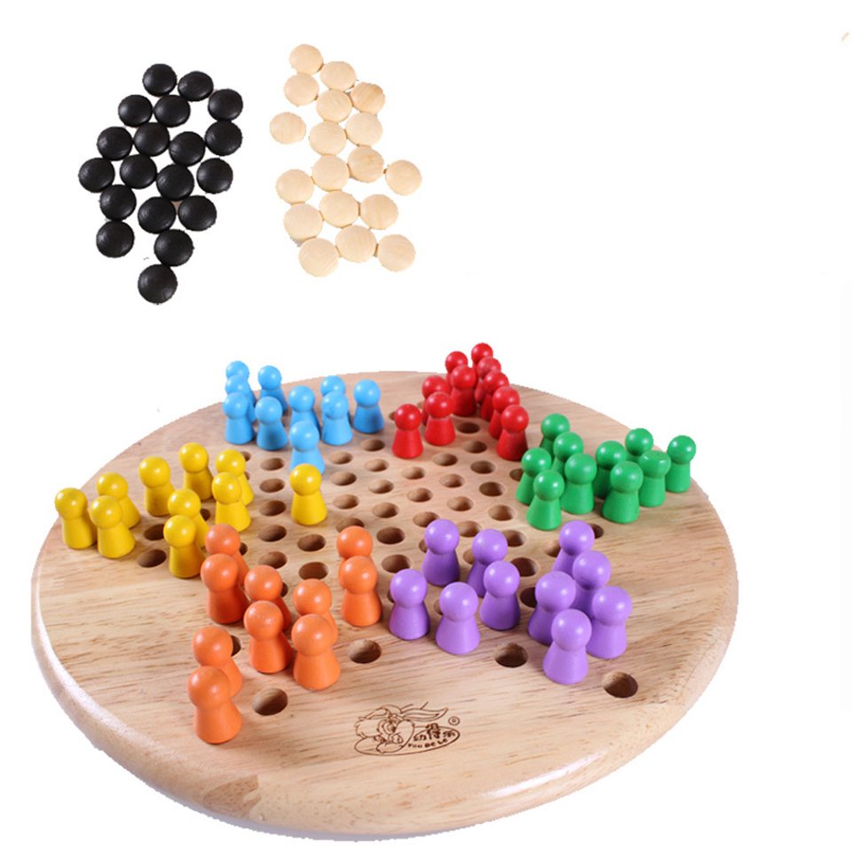Juego de mesa de madera dos en uno de seis colores para niños Backgamm 